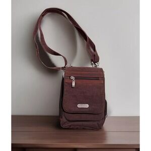Baggalllini Bon Voyage Bagg Crossbody Travel Handbag Nylon Multi Pockets Brown